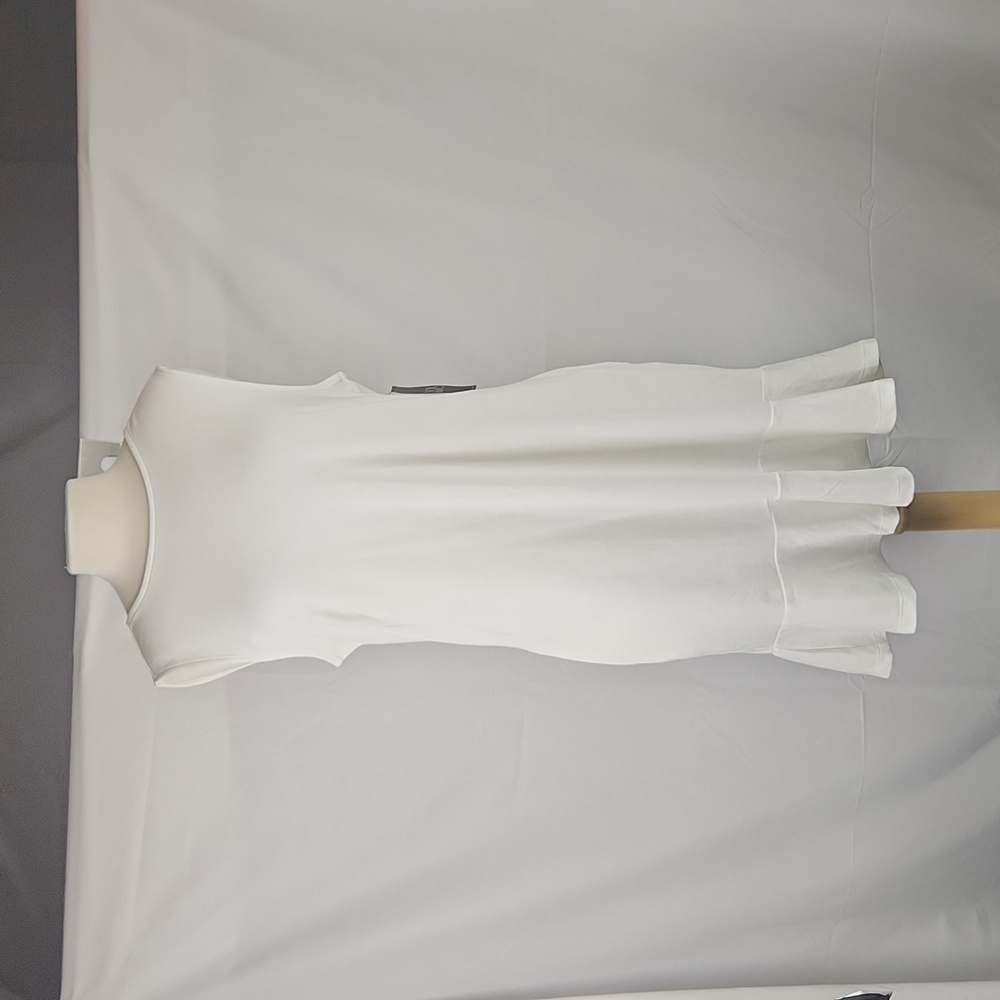 New York & Co. Cotton Dress Women's Large White Pockets Cutout Sleeveless Ruffle